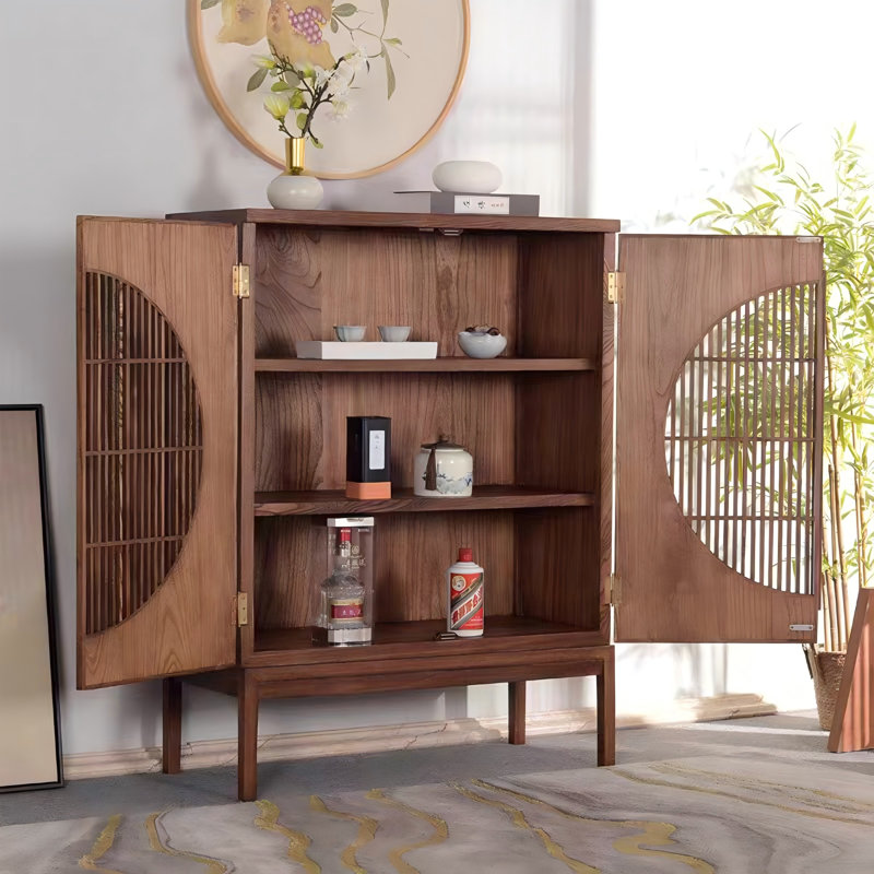 Buffet brun en bois d'orme massif 35,43 po