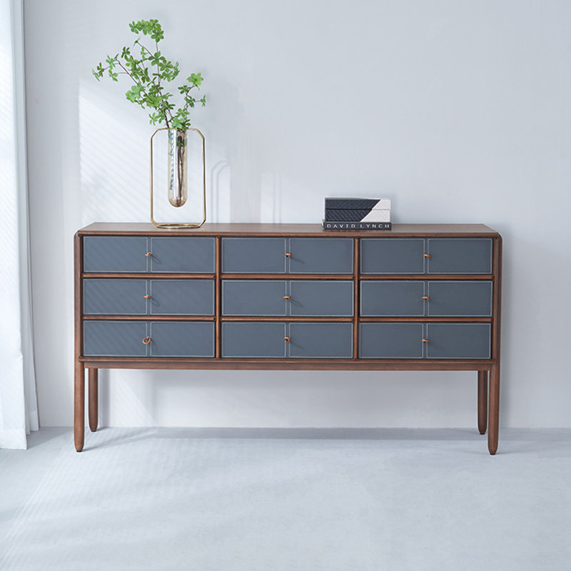 Buffet minimaliste de luxe rétro, Bleu marine / noyer