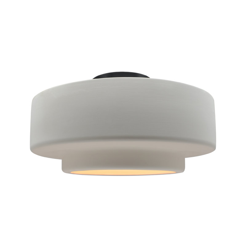 Radiance Ceramic Semi Flush Mount - Replaceable Bulb, 8" H x 16.5" W x 16.5" D, Bisque, Matte Black