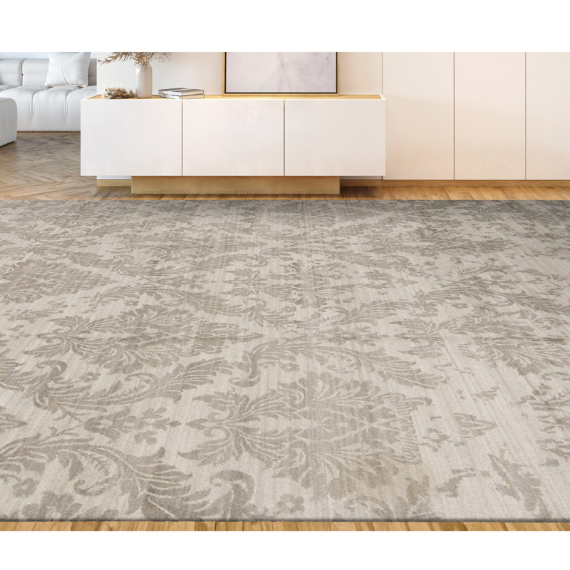 Himalayan Art Damask Area Rug in Gray