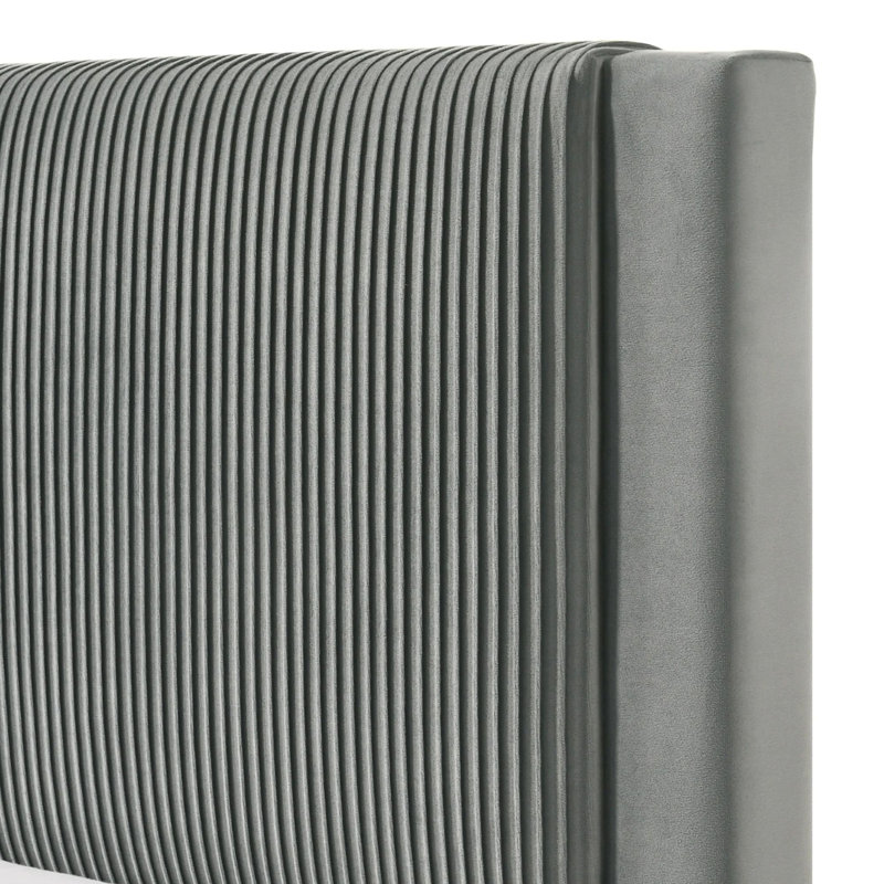 Lit plateforme Cery, revêtement, tête de lit texturée, Gris, Double