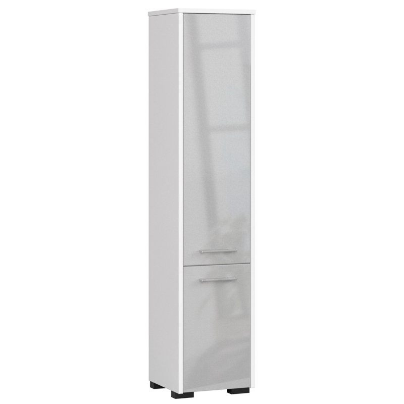 Ercelle Linen Cabinet, White/Metallic Gloss