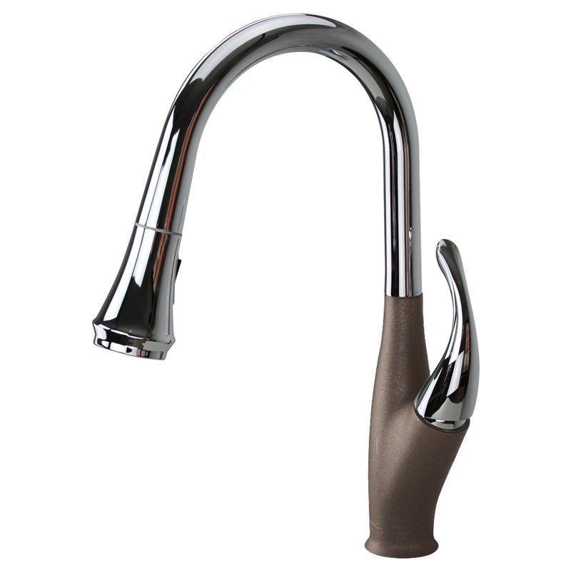 Transolid Layla Pull Out Kitchen Faucet, Polished Chrome/Espresso