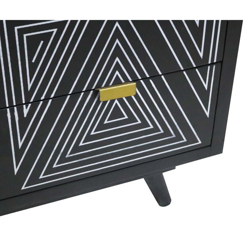 Commode 4 tiroirs en bois massif Athle, Noir