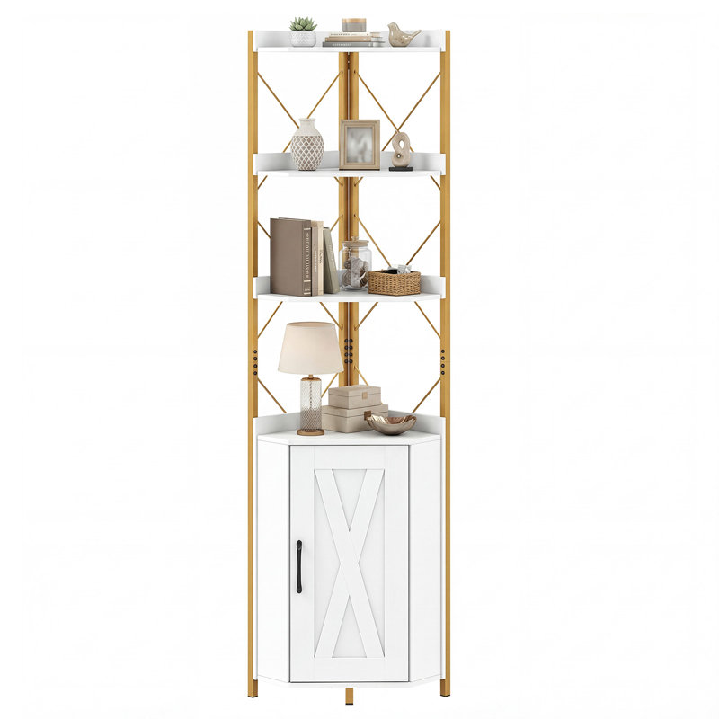 180cm H x 38cm W Metal Corner Bookcase, White