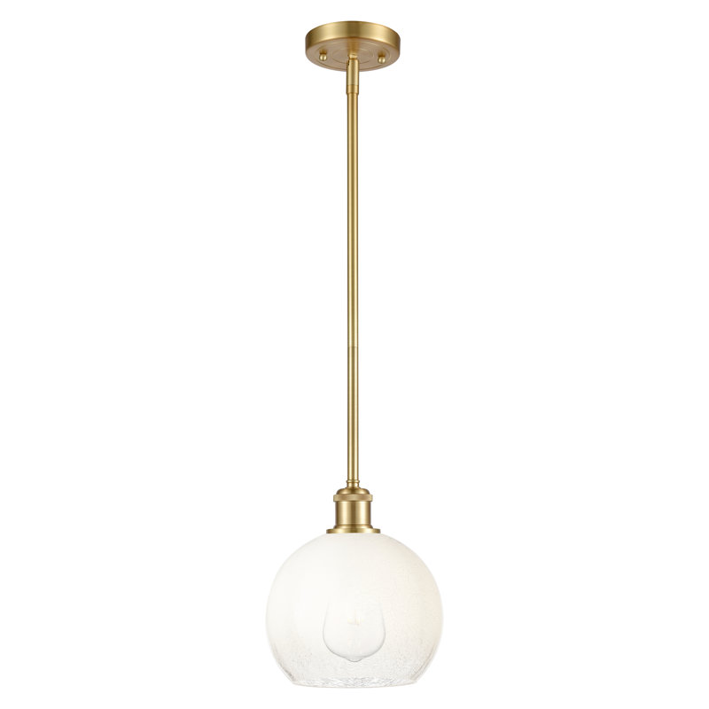 Mini luminaire suspendu à tige 1 lumière 8 po Ballston - Lamorteau, Or satiné, Opale