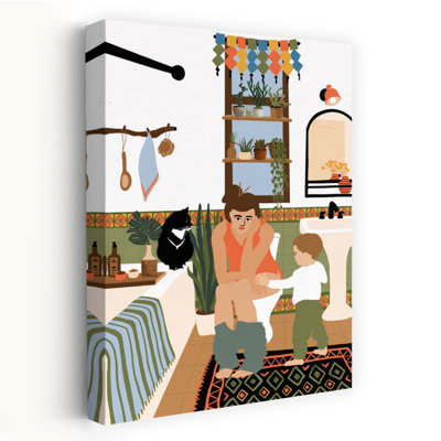 Mom Life Bathroom Modern Cat Wall Art
