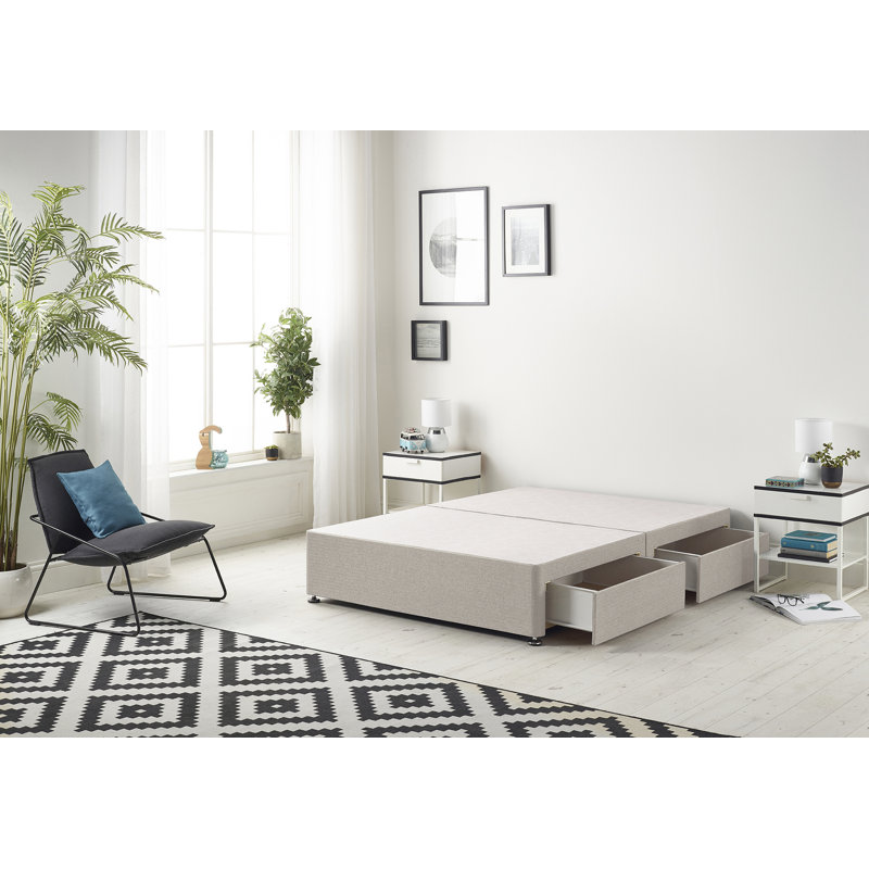 Dennishia Divan Bed Base, Silver, Kingsize (5'), 2 Drawers