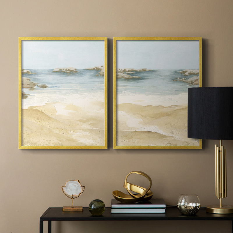 «Tranquil Beach I», reproduction encadrée de qualité supérieure - prête à être accrochée - aucun clou requis - aucun clou requis
