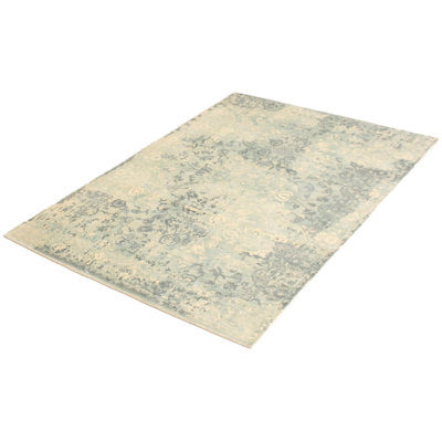 Tapis à la main one-of-kind-noué la 2010s bleu ciel 5 pi 3 po x 7 pi surface viscose Suazo