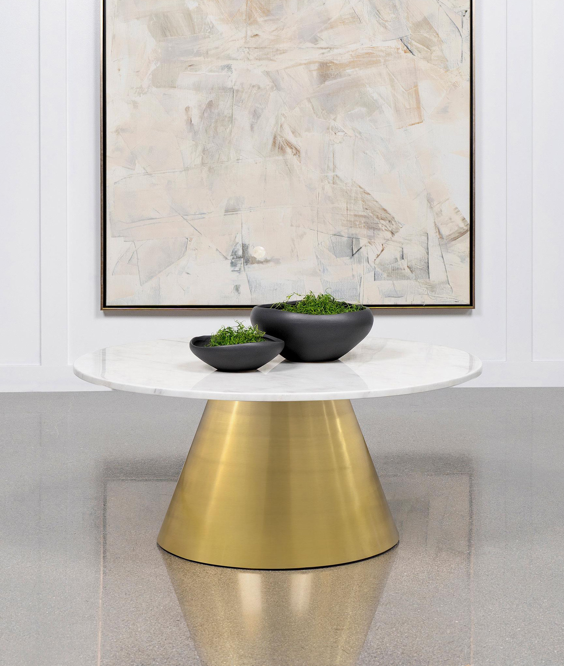 Everly Quinn Round Marble Top Stainless Steel Coffee Table White | Wayfair