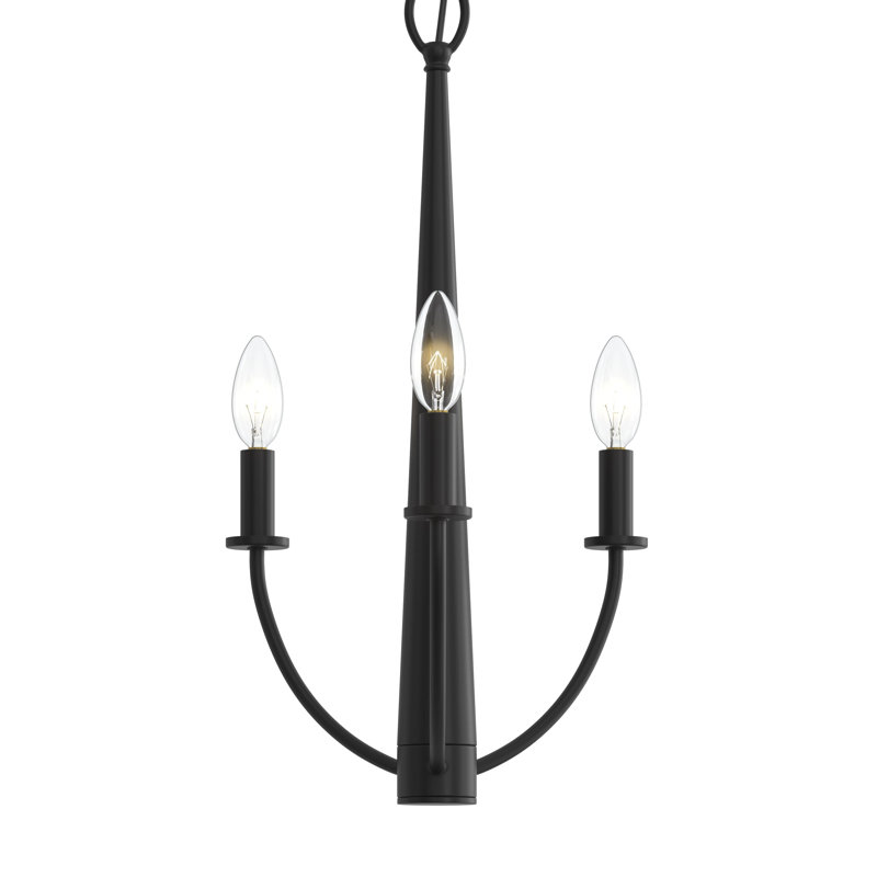 Lustre noir mat à trois lumières Jheni, Noir mat, 12