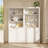 Modern Farmhouse 5-Tier Tall Bookcase with Drawer and Doors, a 31.5" Wide Freestanding Wooden Storage Cabinet, Offering Ample Display Shelves and Concealed Storage, Ideal for Home Office Organization-1417745898