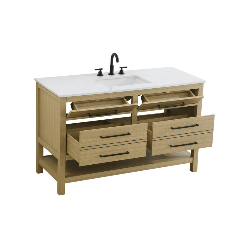 54 inch Single Bathroom Vanity_Modern_VF60554, Honey Brown, 54"