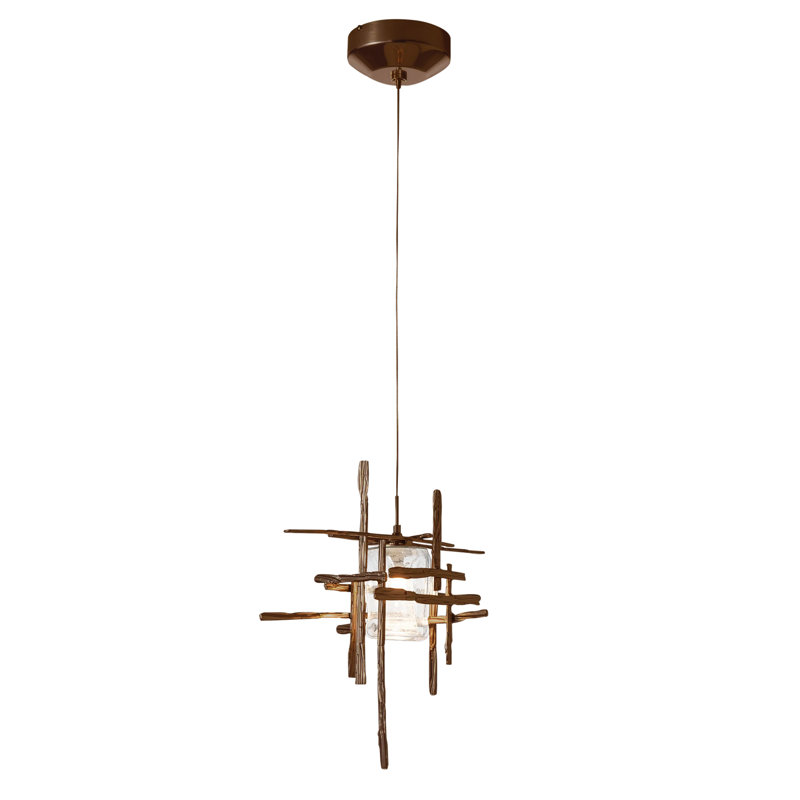 Tura 1 - Light Single Mini Pendant, Seeded Clear, Soft Gold