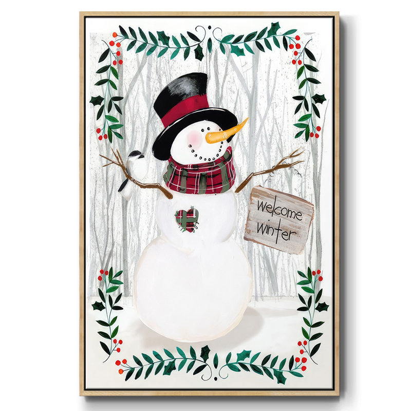 Folk Snowman Forest I, H 25 po x l 17 po x P 1,5 po, Cadre naturel flottant