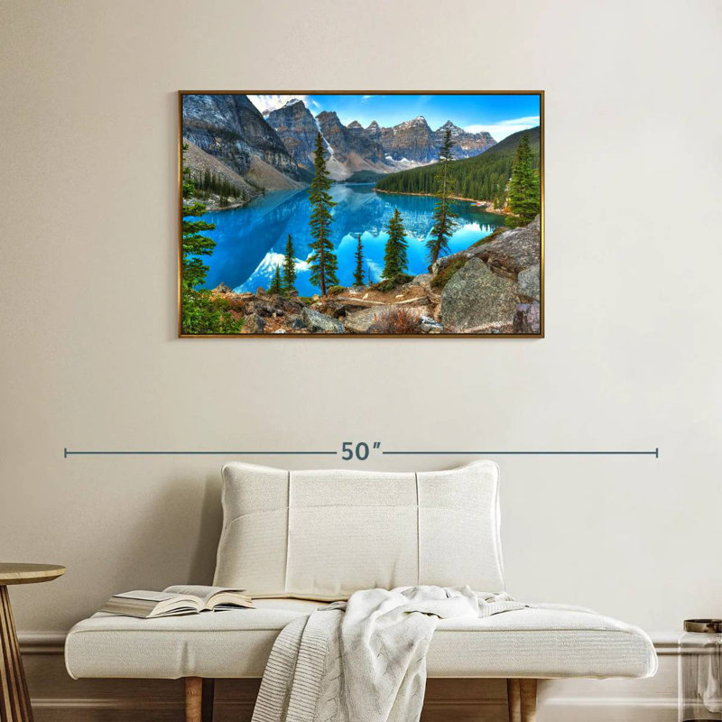 Moraine à Banff, 37 po x 25 po, Cadre flottant doré