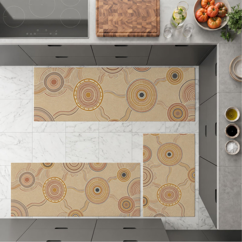 Tapis de cuisine lavables antidérapants à motif circulaire