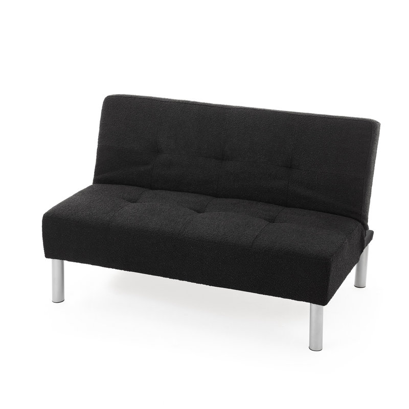 Single 47 " Upholstered Convertible Sofa, Black Boucle