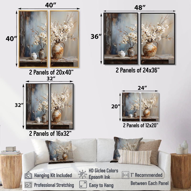 Pottery And Flowers Still Life - Traditional Canvas Prints, Black, 36" H x 48" W, Framed Print without Mat