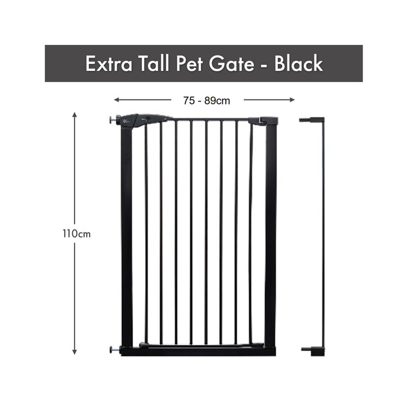 Carnell Metal Pressure Mounted Pet Gate, Black