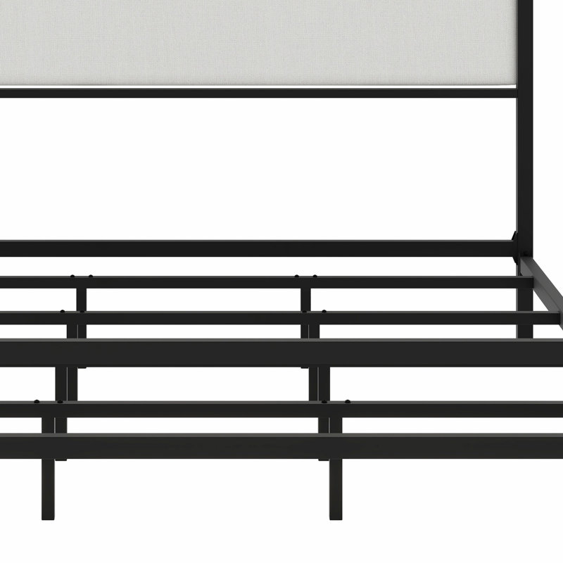 Lit à baldaquin avec tête de lit tapissier Minimalist Modern, Black,White