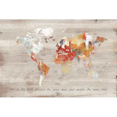 Pattern Map Wood 7 - Wrapped Canvas Print