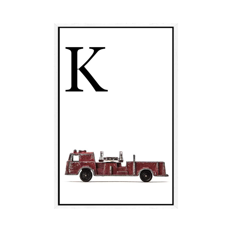 K Fire Engine Letter 1 Piece Wall Art on Canvas, 66.04 cm H x 45.72 cm W, White Framed