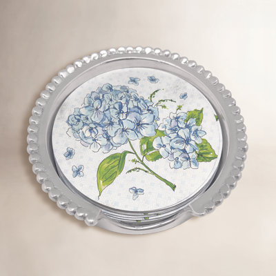 Mariposa Hydrangea Coaster Set with Holder