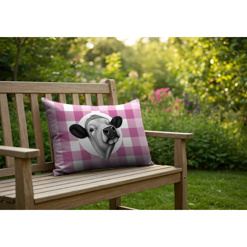 Coussin réversible intérieur / extérieur Cow, 25 x 18, Magenta