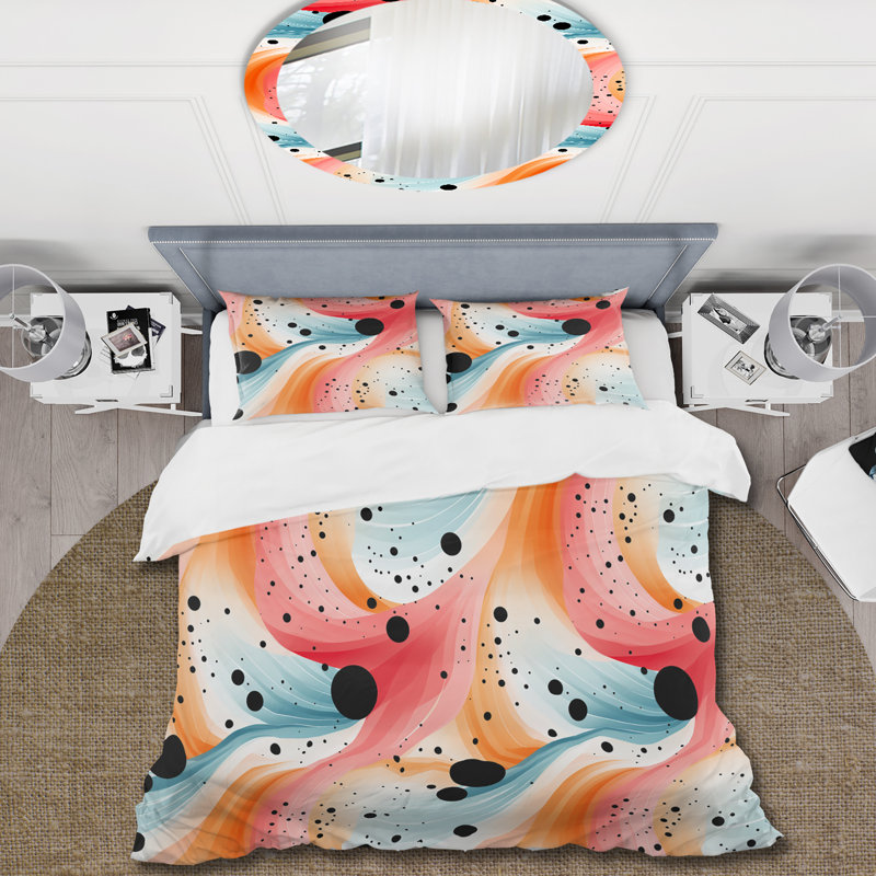 Nomadic Whirls Polka Dots Pattern Duvet Cover, Twin Duvet Cover + 1 Standard Sham