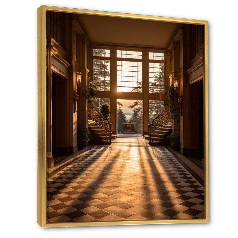 Oregon Pittock Mansion Sunrise III sur toile, H 40 po x l 30 po, Cadre flottant doré