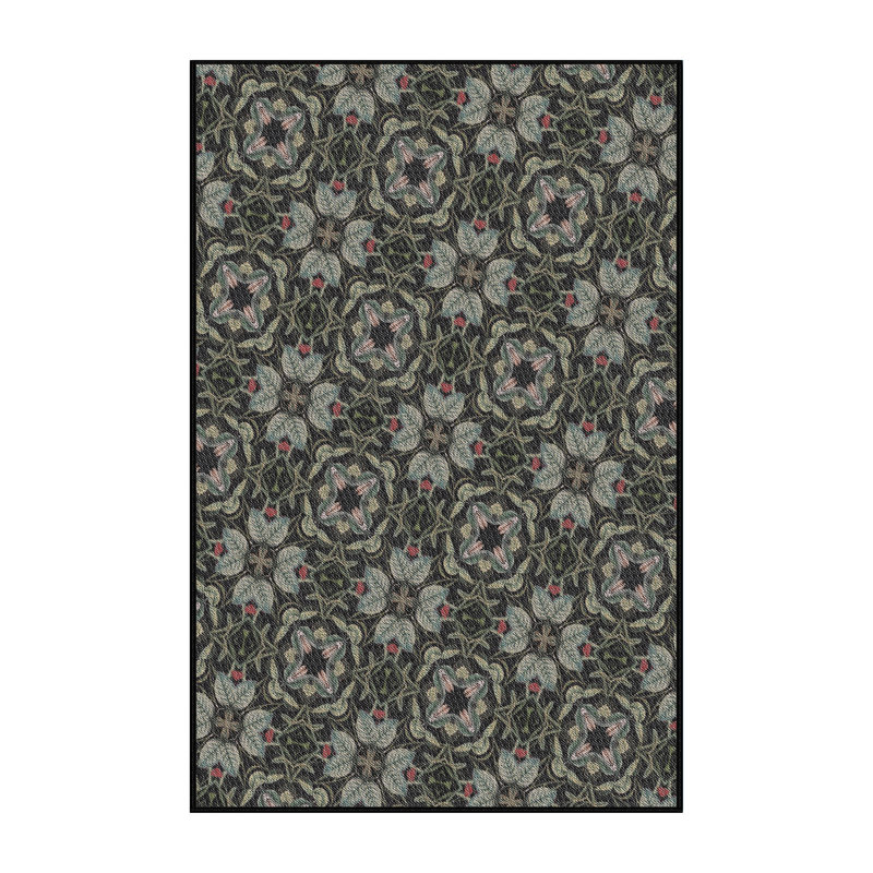 Tapis olive à motifs/jaune, Rectangle 5 pi x 7 pi