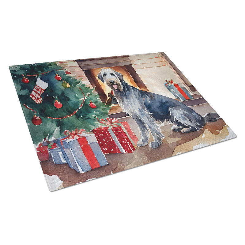 Grande planche à découper en verre Irish Wolfhound Cozy Christmas