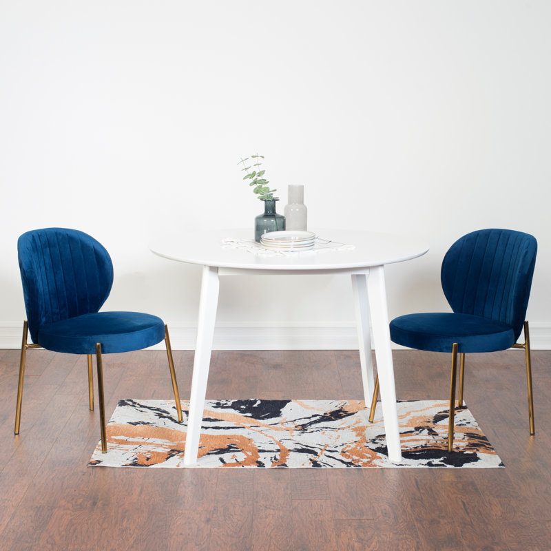 Contemporary Dining Set,Round Dining Table , Blue, 3