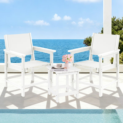 Outdoor Dining Chair With  Side Table , White