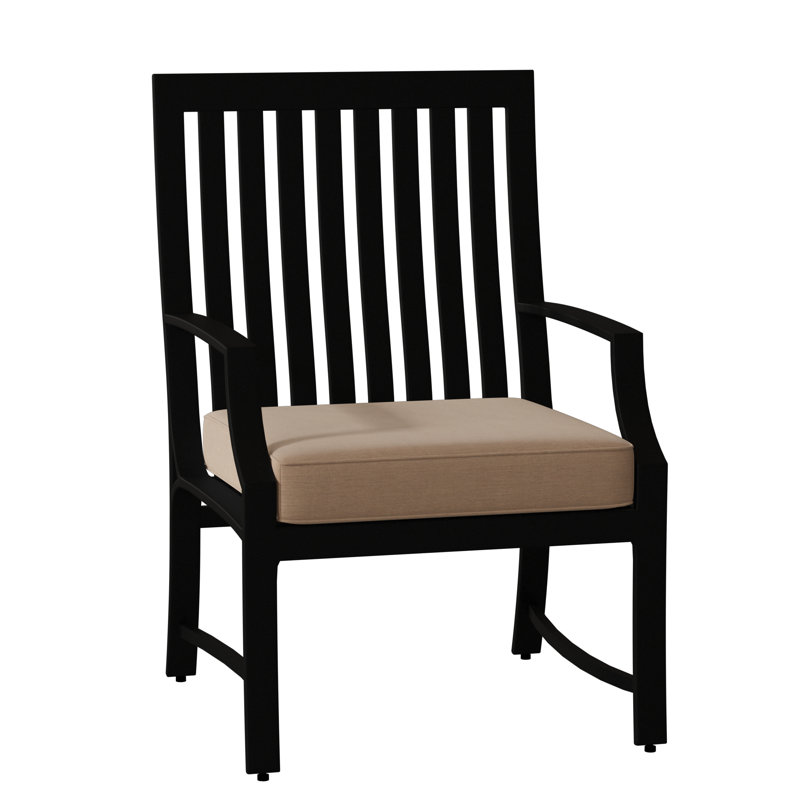 Chaise de patio avec coussin Seal Cove, Noir texturé, Tissage uni palette indigo Sunbrella®