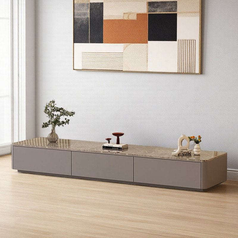 Meuble télé sur pied Modern Light Luxury, Gris, 14.17"H x 63"L x 11.81"W