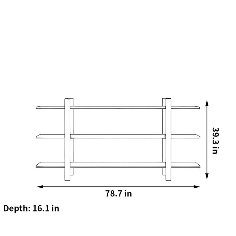 A beautiful artistic bookcase, (3 Shelves) 39.3"H x 78.7"W x 16.1"D, Black
