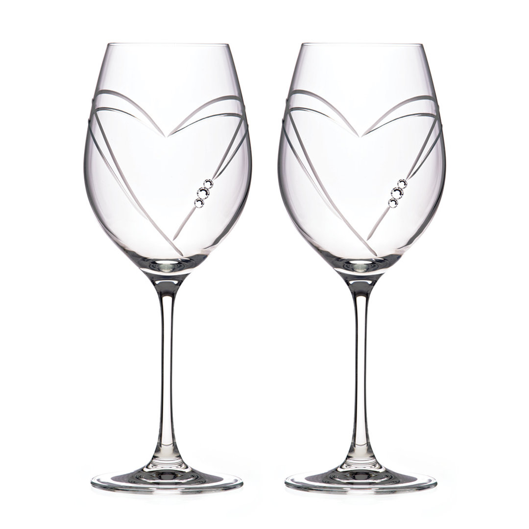 Two Hearts Red Wine Glasses