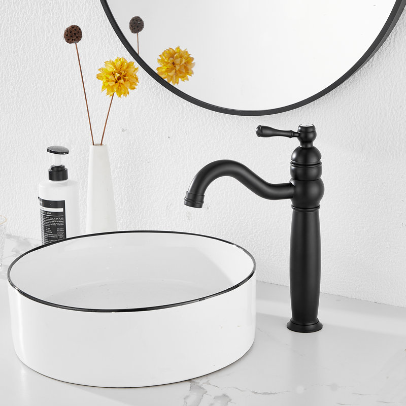 Single-handle Bathroom Faucet with Drain Assembly, Matte Black
