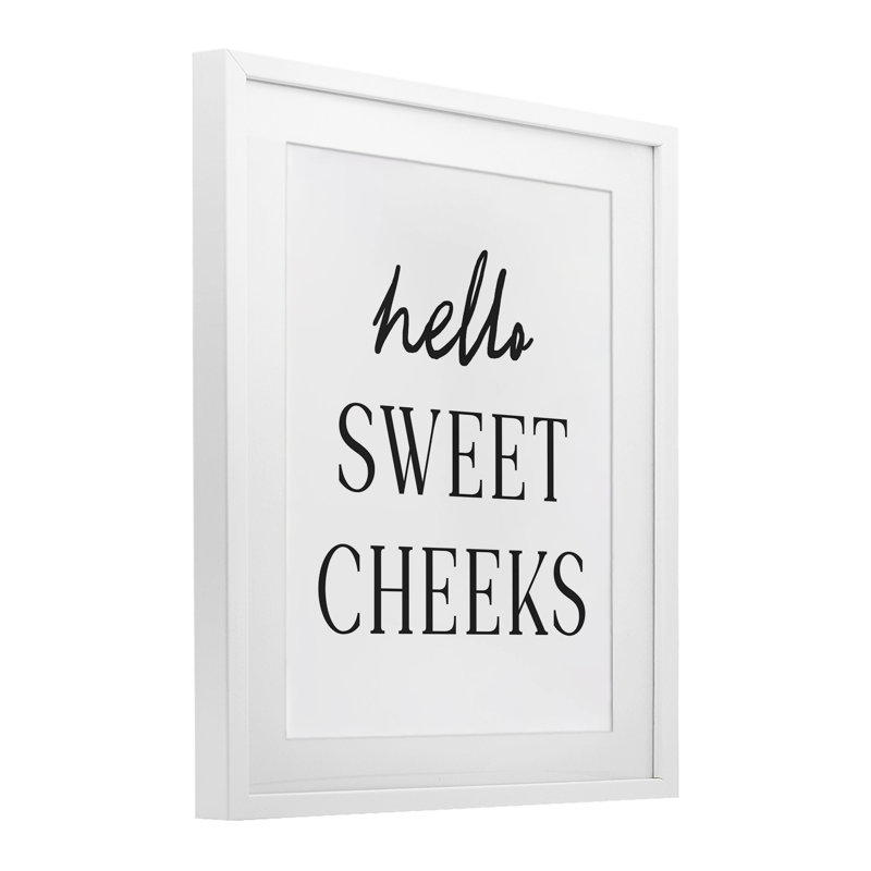 «Sweet Cheek's Bathroom Humor», impression sous verre encadrée, lettrée et doublée, Cadre blanc côtier, H 16 po x l 13 po