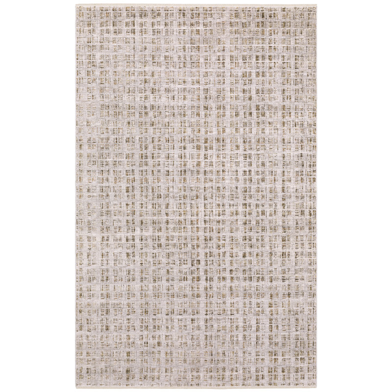 Telisa Modern Grid Rectilinear Ivory / Brown Area Rug, Rectangle 9'10" x 12'10"