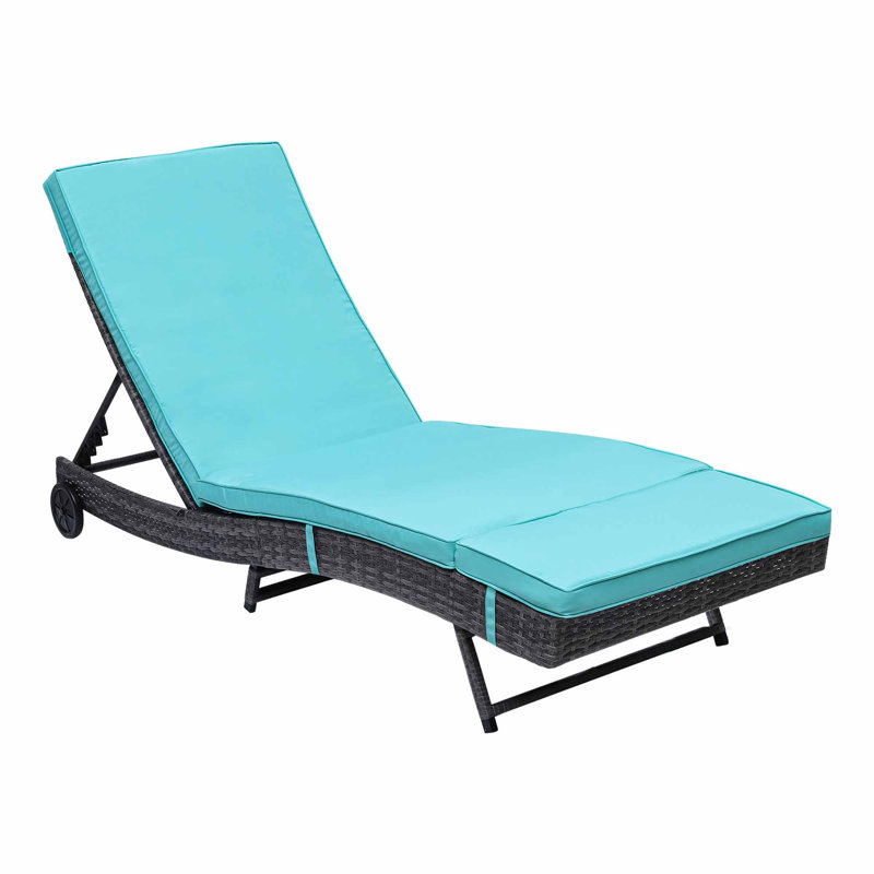 Chaise longue d'extérieur en osier, Bleu