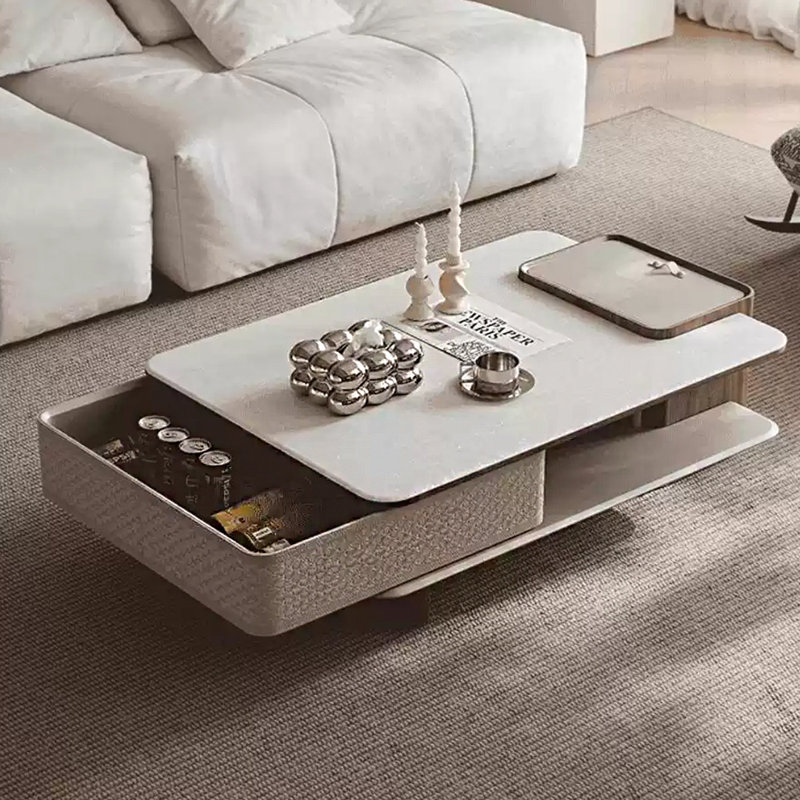Microcrystalline stone rotating coffee table