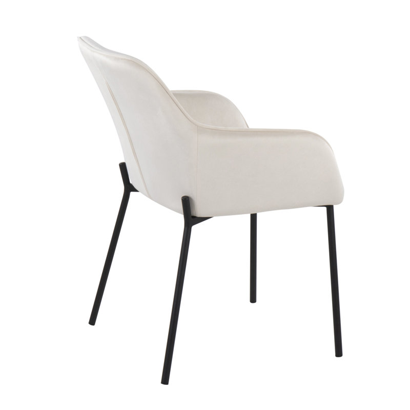 Chaise de salle à manger contemporaine Daniella en métal noir et velours crème par Lumisource - ensemble de 2, Velours crème