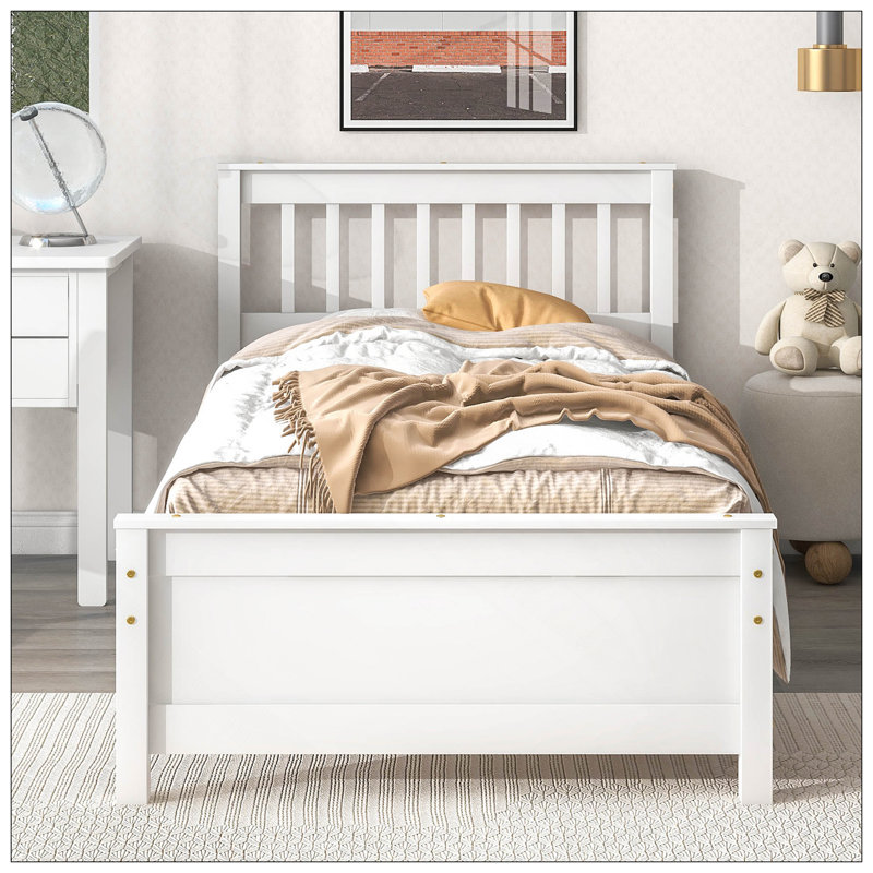 Lit double avec tête et pied de lit pour adultes, avec table de chevet, Blanc