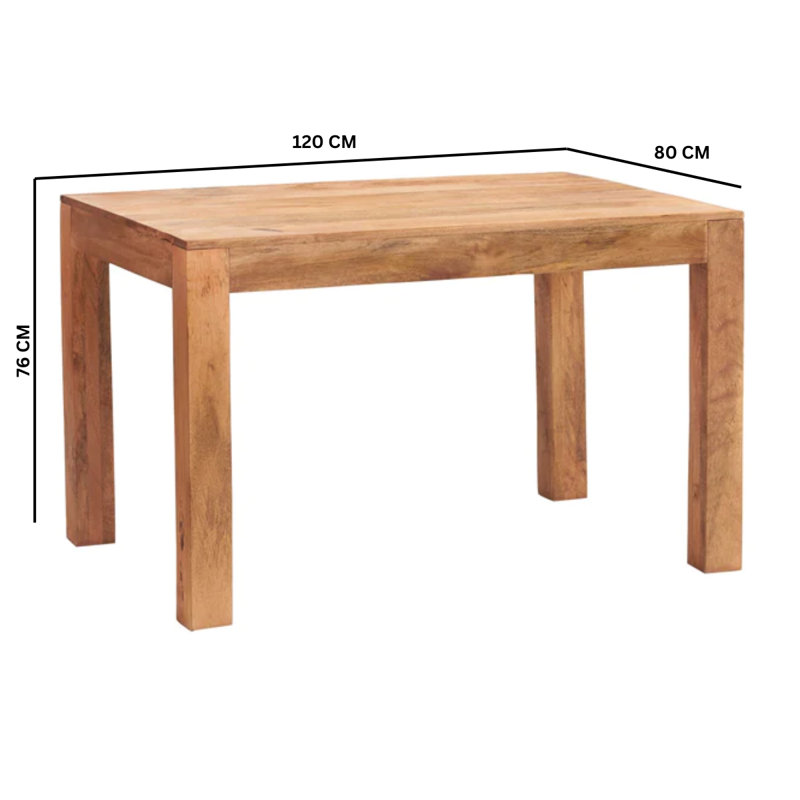 Adeliza Solid Wood Dining Table, 76 H x 120 W x 80 D