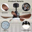 Ventilateur de plafond 28 pouces avec télécommande, lumières, petit ventilateur encastré, 5 pales réversibles, ventilateur de plafond à profil bas, 6 vitesses, 3 couleurs pour la cuisine de la chambre à coucher-938598471