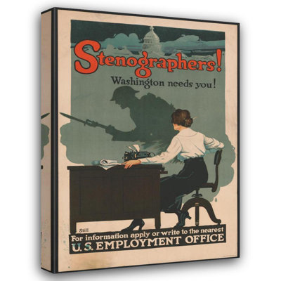 "Stenographers! Washington Needs You!" by  Roy Hull Still - Gallery Wrap Canvas Wall Art